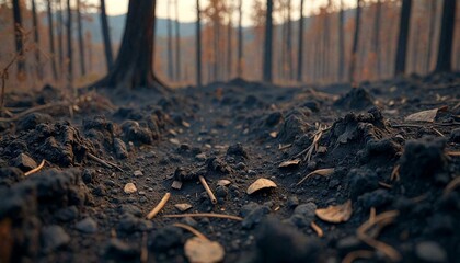 Burned Forest Sunset Close-Up