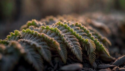 Close-up fern leaf with soft blurred background
