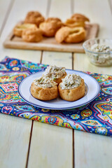 chicken salad stuffed pastry puffs