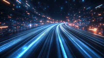 Obraz premium Digital Highway Data Stream Lines of Light
