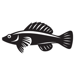 Regal Goby fish silhouette, a timeless marine symbol - Goby fish illustration - Minimalist Goby vector - Fish silhouette
