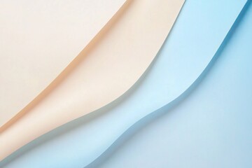 Abstract pastel wave background with beige and light blue colored paper layers for modern design and presentation template, stylish wallpaper concept, soft shadow, empty space