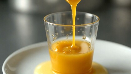 Orange juice being poured onto plate