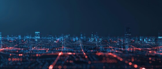 Obraz premium Night city background reflecting modern urban network connections.