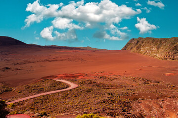 Naklejka premium Piton de la Fournaise volcano, Reunion island, France