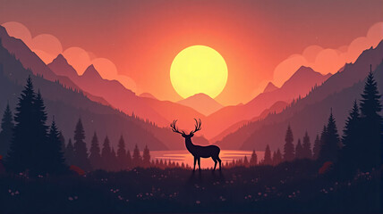 Fototapeta premium silhouette of a deer
