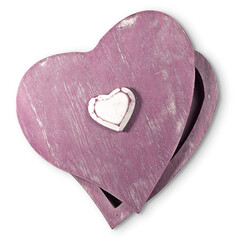 A decorative heart-shaped box with a smaller heart on top, ideal for storing keepsakes or gifts.