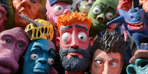 Obraz premium Collection of Stylized Character Heads