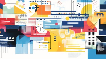 Obraz premium Abstract representation of different branding strategy multichannel retail environment illustrated colorful pattern symbol ar 169 no logo v 61 darya relaxed Create explore organize