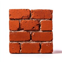 Obraz premium Textured Red Brick Wall Segment on White Background