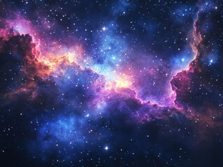 Ethereal Cosmic Nebula with Vibrant Colors and Sparkling Stars Creating a Majestic Celestial View