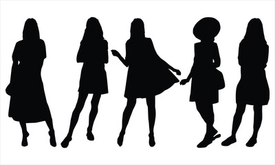 silhouettes set  of women in different poses
