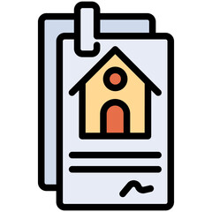 Colorful Flat Outlined Property Documents Icon