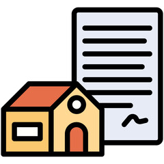Colorful Flat Outlined Property Aggrement Icon