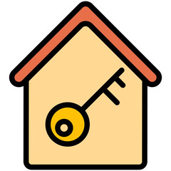Colorful Flat Outlined House Key Icon