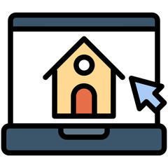 Colorful Flat Outlined Buy House Online Icon