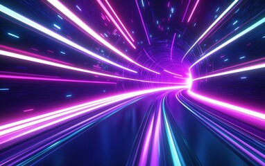 Fototapeta premium Vibrant Light Tunnel with Dynamic Motion Effects