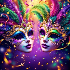 Masks at a colorful carnival festival