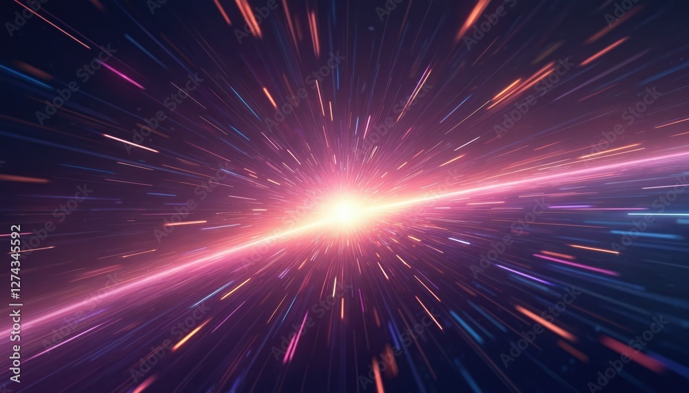 Poster lightspeed travel abstract background. galaxy cosmos exploration in generative ai illustration. expl