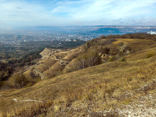 Naklejka premium View from the top of Maloe Sedlo Mountain, Kislovodsk National Park, Kislovodsk