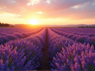 Obraz premium Lavender Field at Sunset