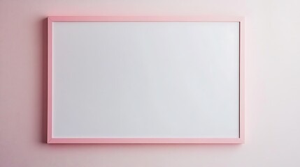 Pink Framed Blank White Canvas On Wall