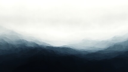 Fototapeta premium Misty Mountainscape In Shades Of Blue And White