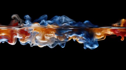 Colorful inks swirling underwater, abstract art background, design element