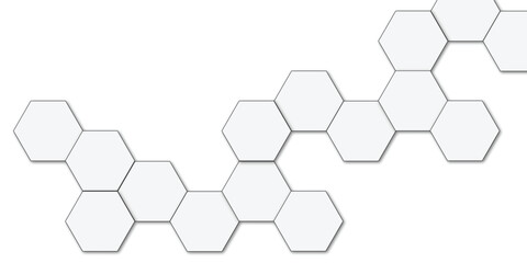 Geometric technology white hexagon background. Abstract vector illustration Science technology and medical concept hexagon on transparent background.