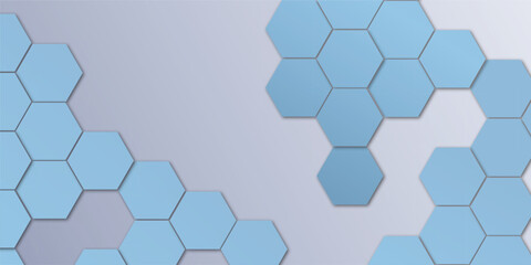 Fototapeta premium Abstract technology sky blue color geometric hexagon on background concept design honeycomb shape vector. 