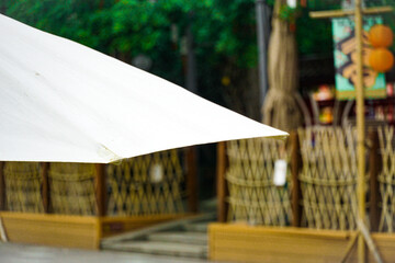 Rainy day market scene outdoor bazaar photography urban setting close-up vibrant atmosphere