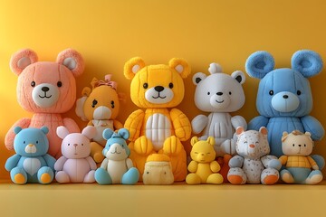 Colorful Plush Teddy Bear Collection - Cute Stuffed Animals for Kids