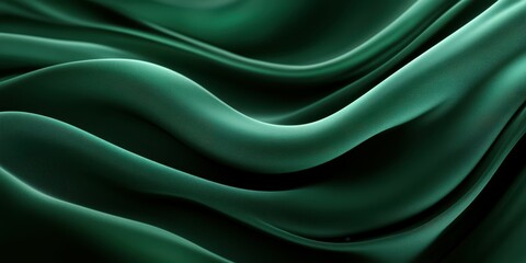 Obraz premium Elegant folds of deep green fabric create waves of texture and movement in a soft lighting setting