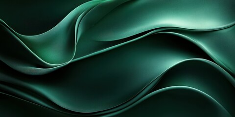Obraz premium Smooth green fabric drapes creating flowing waves in a soft and elegant display of texture and color