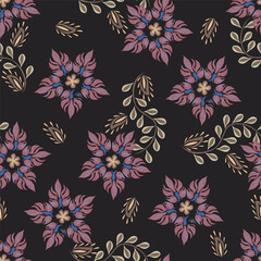 Trendy exotic hand drawn flowers seamless pattern. Floral background for textile, wallpaper, banner, covers, surface, printing and home decor. Flower vector illustration.