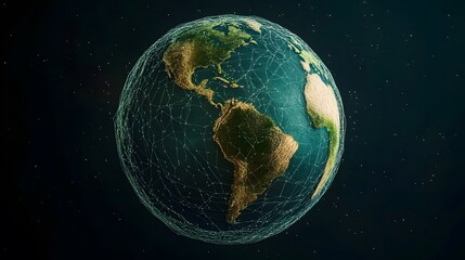 Obraz premium Map grid connection of the planet earth. Global network design. Technology net concept
