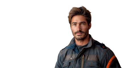 Obraz premium Handsome Mechanic Automotive Repair Professional, Male Worker with Tools in Garage, isolated on transparent background.