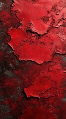 Textured red wall with cracked paint in an urban setting during daylight hours