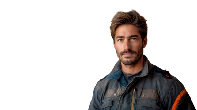 Handsome Mechanic Automotive Repair Professional, Male Worker with Tools in Garage, isolated on transparent background.