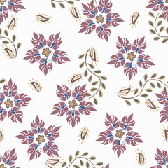 Seamless pattern with floral motifs. Vector illustration.