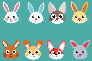easter bunny head different collection illustration vector
