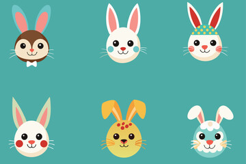 easter bunny head different collection illustration vector