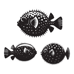 Intriguing Pufferfish silhouette, a fun aquatic representation - Pufferfish illustration - Unique Pufferfish vector - Fish silhouette  © Vectorhub