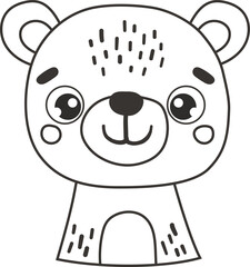 Forest line animal isolated, cute wild animal coloring, kids illustration, cartoon vector