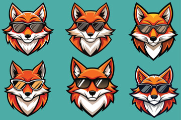 fox head wearing sunglasses modern sharp illustration vector