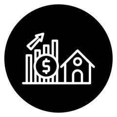 Inverted Bold Circle House Price Increase Icon