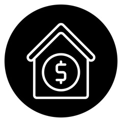 Inverted Bold Circle House Price Dollar Sign Icon