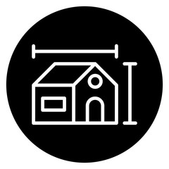 Inverted Bold Circle House Measurements Icon