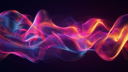 Obraz premium Vibrant Abstract Waveforms of Energy and Light on Dark Background