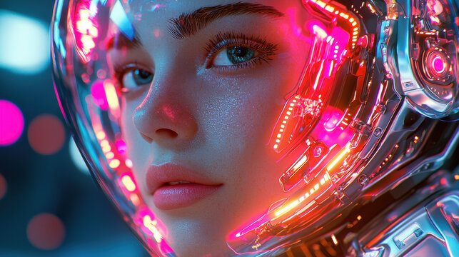 Close-up of futuristic avatar customization in virtual metaverse with ultra-realistic detail